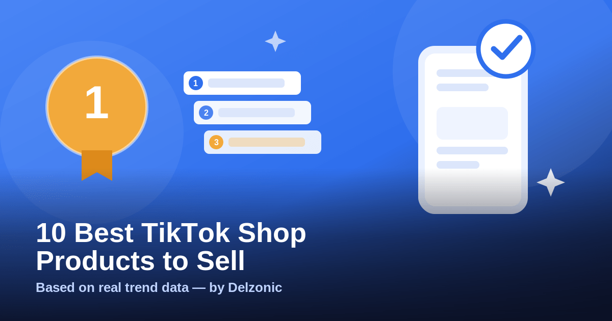10 best TikTok Shop products to sell in 2026, ranked list illustration by Delzonic
