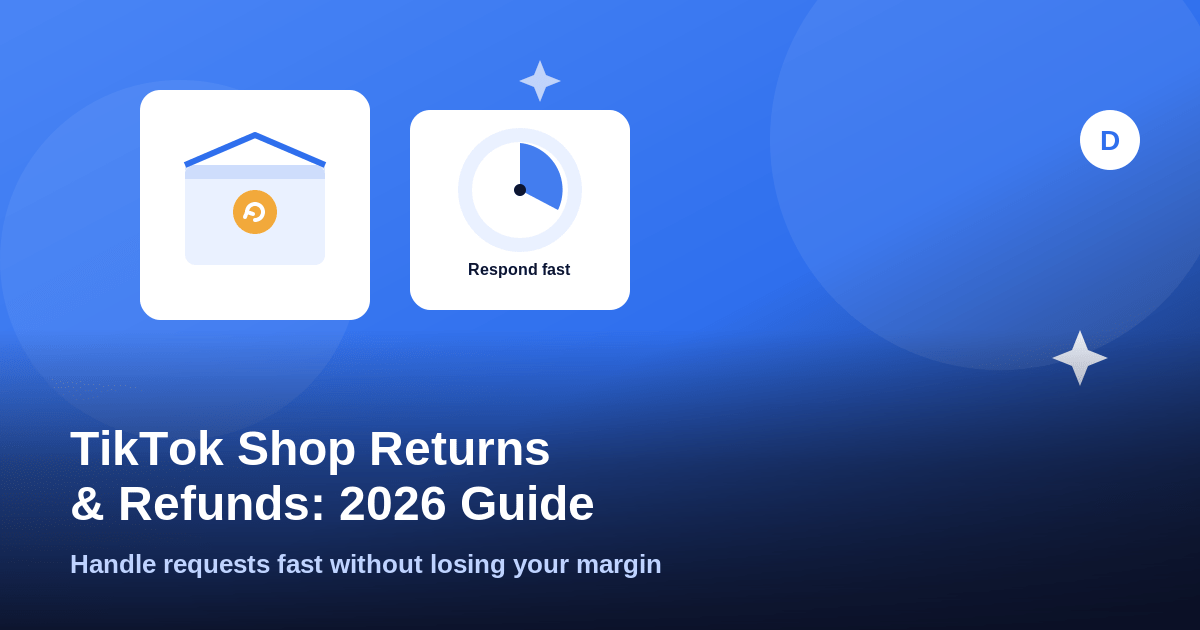 TikTok Shop return package and response-deadline clock icon composition