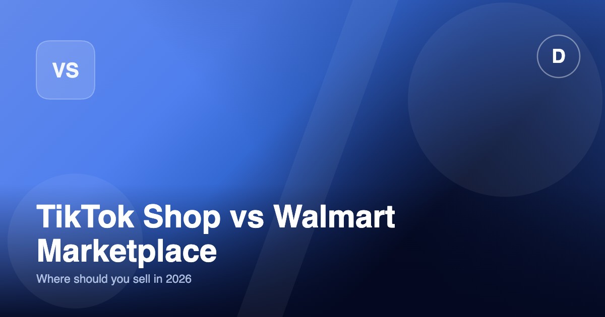 Illustration for a 2026 comparison of TikTok Shop vs Walmart Marketplace for sellers