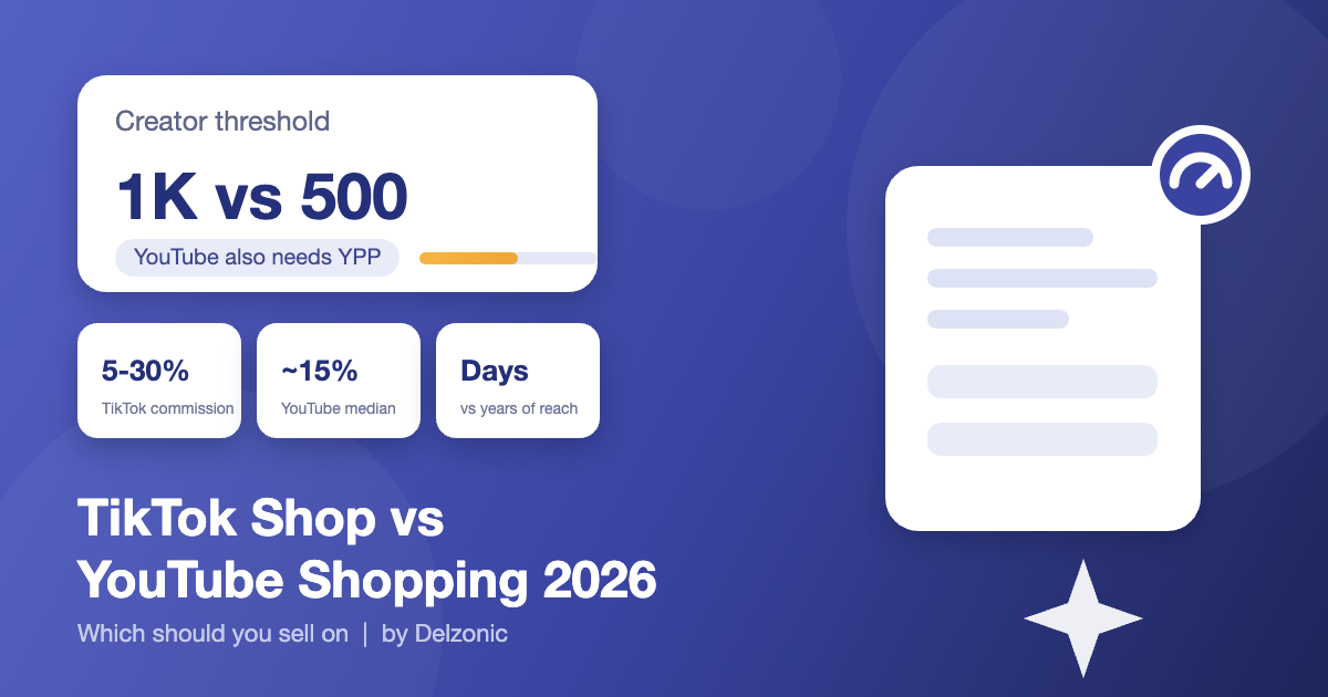 TikTok Shop versus YouTube Shopping 2026 cover comparing creator thresholds and commission rates